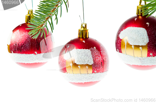 Image of red christmas ball on branch