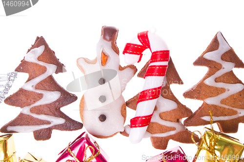 Image of ginger snowmen with christmas decoration