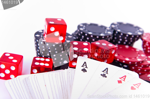 Image of aces, dice and poker chips