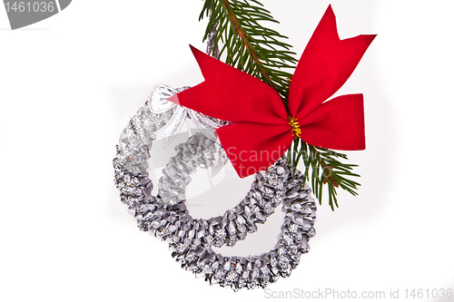 Image of decorated Christmas tree branch