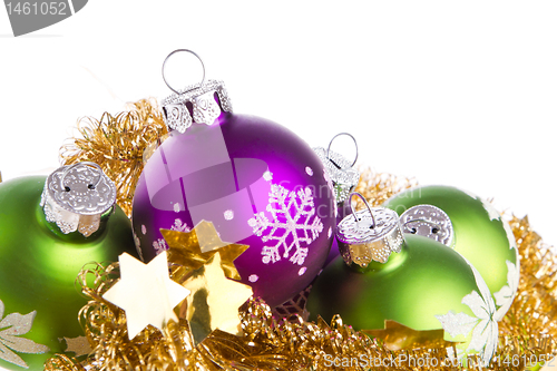 Image of christmas balls with tinsel