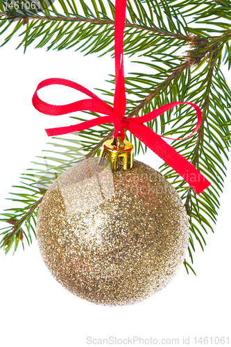 Image of christmas balls hanging from tree
