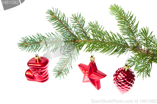 Image of red christmas decoration on the tree