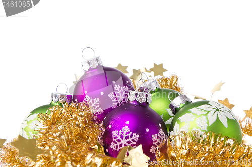 Image of christmas balls with tinsel