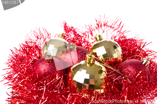 Image of christmas balls with tinsel