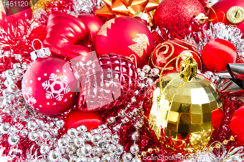 Image of christmas balls and tinsel