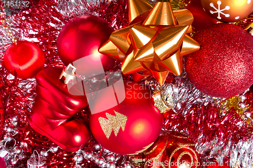 Image of christmas balls and tinsel
