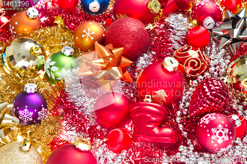 Image of christmas balls and tinsel