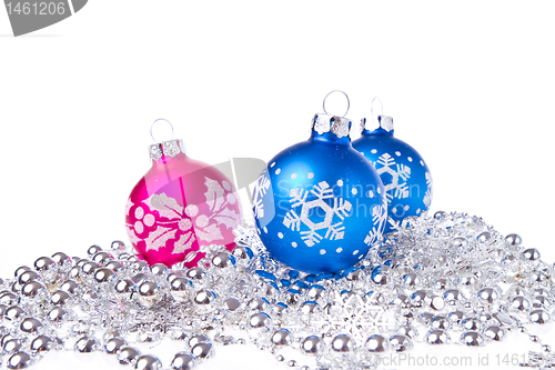 Image of christmas balls with tinsel