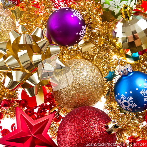 Image of christmas balls and tinsel