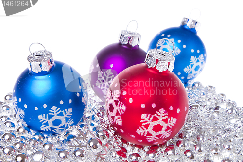 Image of christmas balls with tinsel