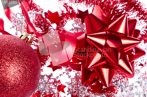 Image of ball with ribbon and tinsel