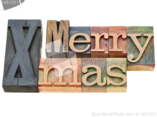 Image of Merry Xmas in letterpress type