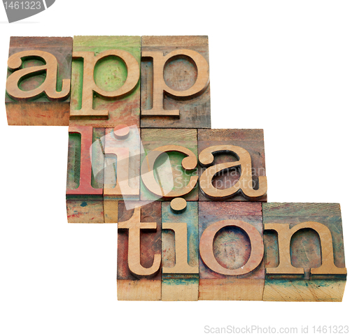 Image of application in letterpress type