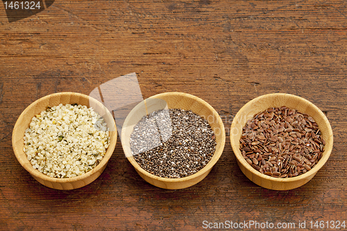 Image of chia, flax and hemp seeds