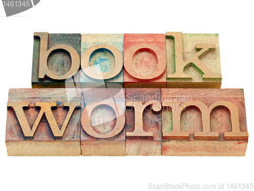 Image of bookworm in letterpress type