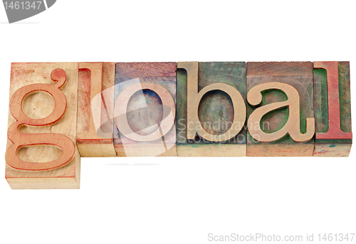 Image of global word in letterpress type