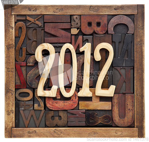 Image of year 2012 and letterpress type