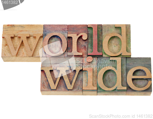 Image of worldwide word in letterpress type