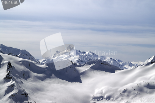 Image of Caucasus Mountains. View from mount Elbrus.