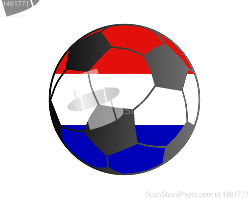 Image of Flag of the Netherlands and soccer ball