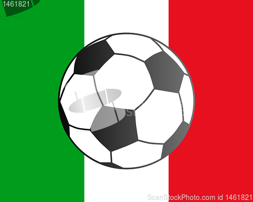 Image of Flag of Italy and soccer ball