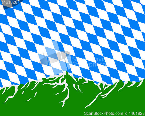 Image of Mountains with flag of Bavaria