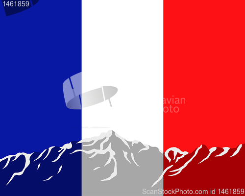 Image of Mountains with flag of France