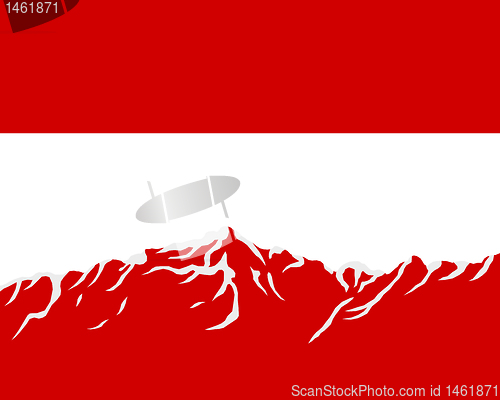 Image of Mountains with flag of Austria