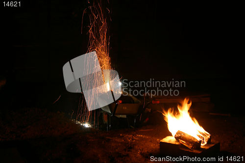 Image of bonfire and fireworks