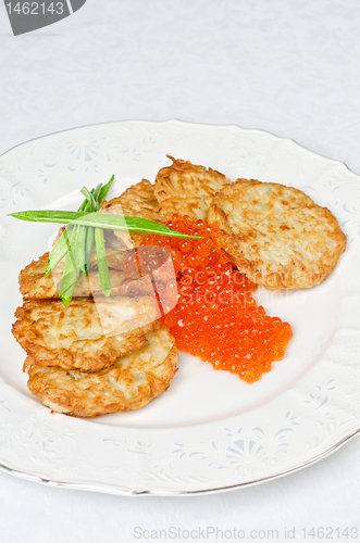 Image of pancakes with red caviar