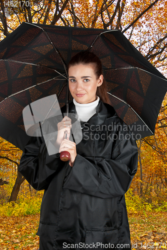 Image of woman in rain coat