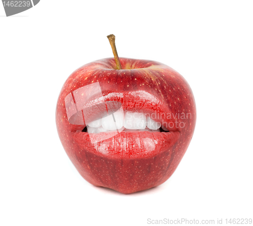 Image of apple with open mouth