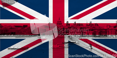 Image of London over flag