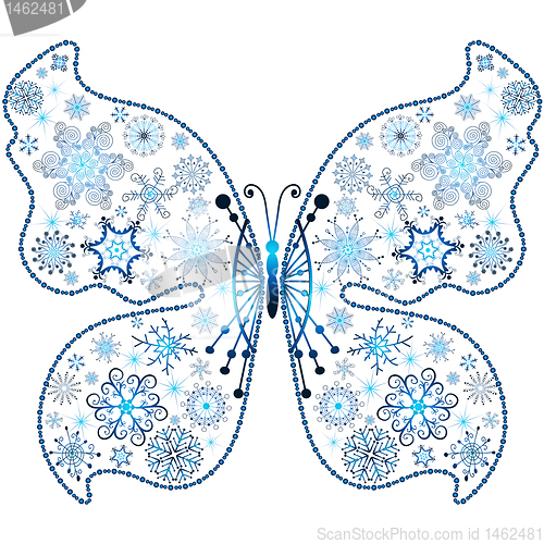 Image of Christmas snowflake-butterfly