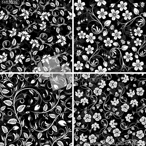 Image of Four seamless flower patterns