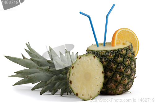 Image of Pina Colada in Pineapple isolated