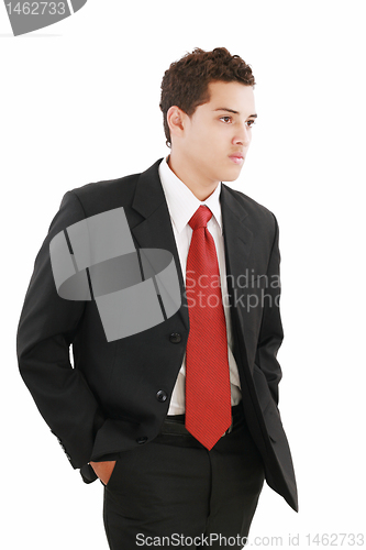 Image of Young businessman over white background. Isolated fresh teenager