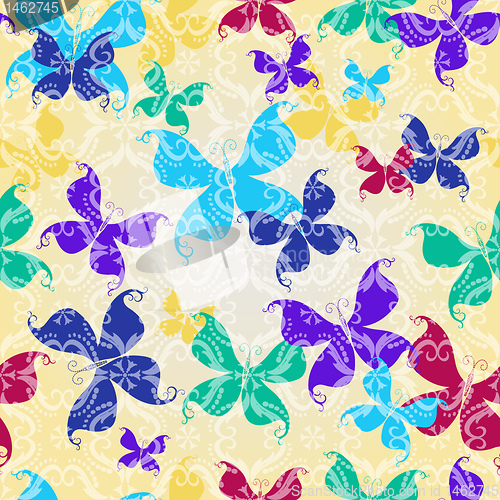 Image of Seamless pattern with butterflies