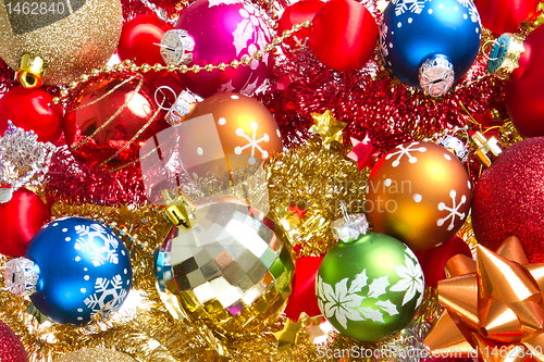 Image of christmas balls and tinsel