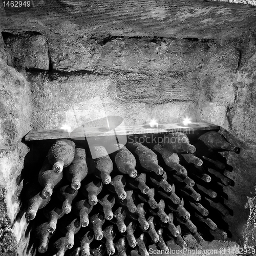 Image of wine bottles with candles