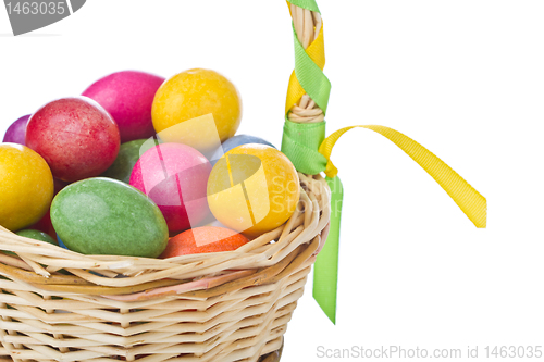 Image of colorful easter eggs in basket