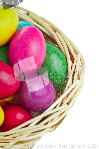 Image of colorful easter eggs in basket
