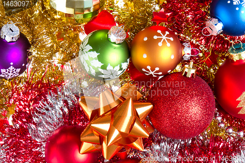 Image of christmas balls and tinsel