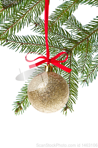 Image of christmas balls hanging from tree