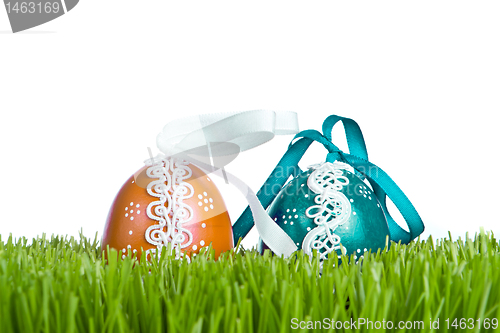 Image of easter eggs in grass