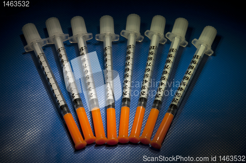 Image of Insulin injection pen laying on studio ground