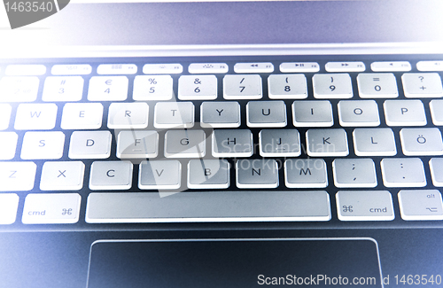 Image of Laptop keyboard squared buttons on white background