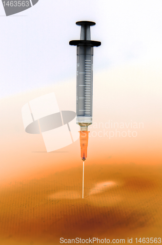 Image of Shaded medical syringe standing head down