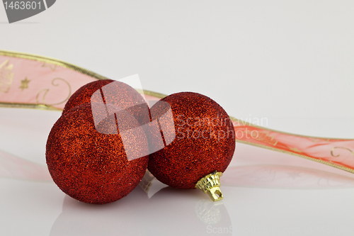 Image of Red Christmas Baubles .